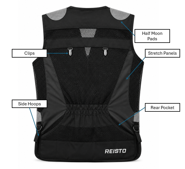 REISTO® Signature Clay Shooting Vest - Grey/Black