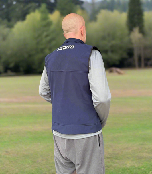 Grey moisture-wicking base layer with white REISTO® branding on chest