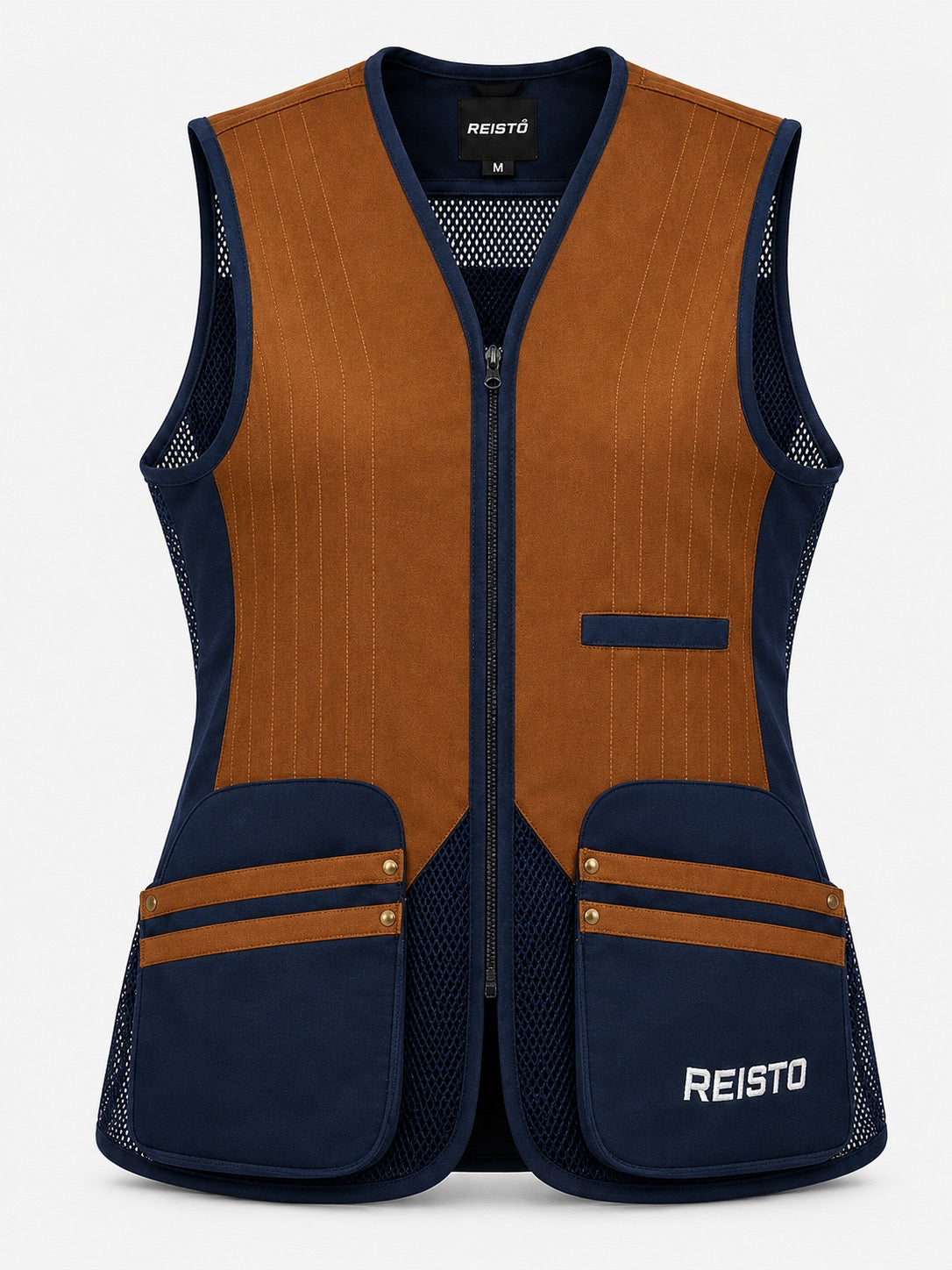 REISTO® Women’s Signature Clay Shooting Sporting Skeet Vest- Navy/Tan