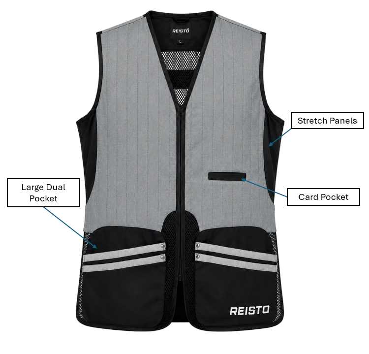 REISTO® Signature Clay Shooting Vest - Grey/Black