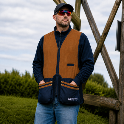 REISTO® Signature Clay Shooting Sporting Skeet Vest - Tan/Navy