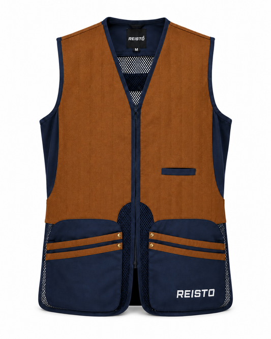 REISTO® Signature Clay Shooting Vest - Tan/Navy