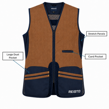 REISTO® Signature Clay Shooting Vest - Tan/Navy